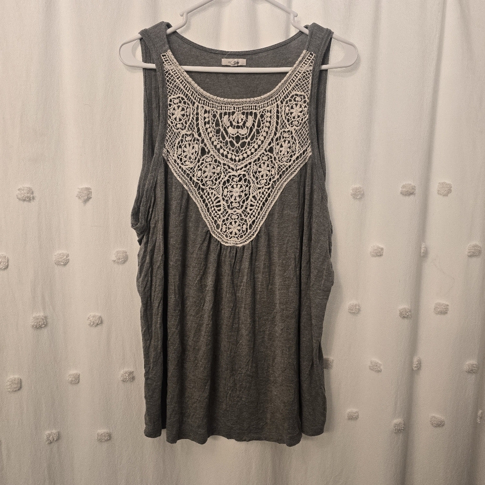 Maurices Women's Gray Sleeveless Top with Lace Detail Size 2x